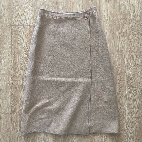 Womens vintage beige wool long skirt size M - Picture 1 of 2
